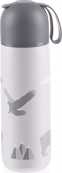 Thermosflasche mit Vakuumisolierung und Silikonhalter, 400 ml, Berge