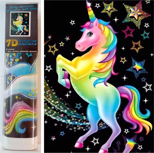 Diamantmalerei Regenbogen-Einhorn 30 × 40 cm
