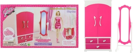 Glorie Kleiderschrank mit Spiegel für Puppen