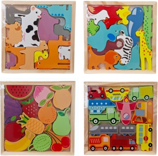 Holz-Steckpuzzle mit bunten Motiven – 1 Stück