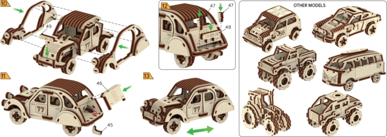 Holz-3D-Puzzle Rennwagen – Nummer 77