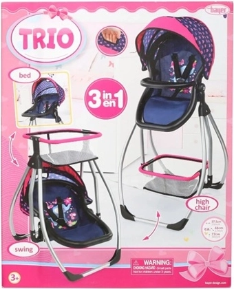 Bayer Design multifunktionaler Puppenstuhl 3-in-1 grau/rosa
