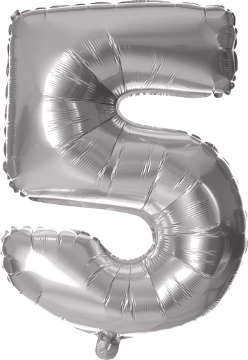 Folienballon Zahl 5, 30 cm, silber TORO