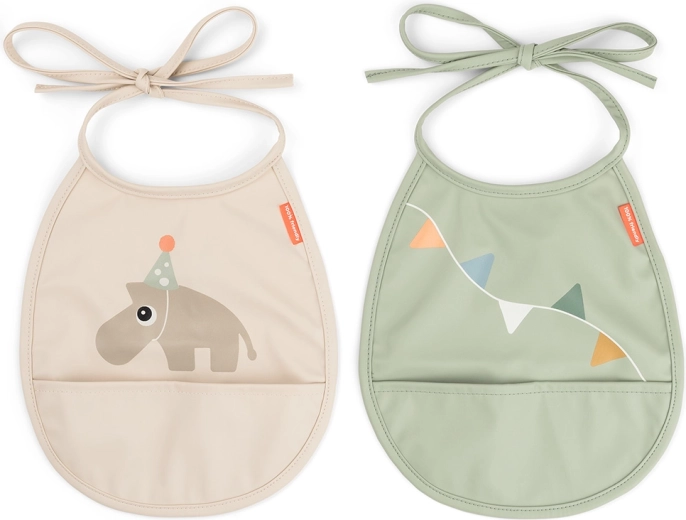 Done by Deer Lätzchen mit Auffangtasche Tiny Celebration in Sand – 2 Stück