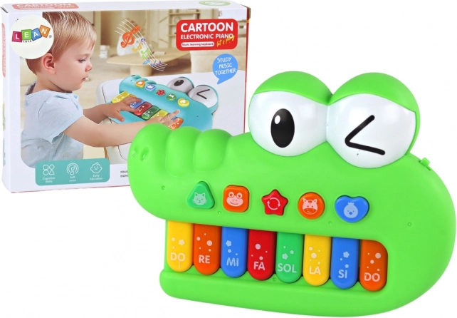 Kinder Lernpiano Krokodil, grün, Lichter und Geräusche