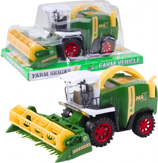 Kinder-Mähdrescher mit Schneidwerk – grünes landwirtschaftliches Fahrzeug