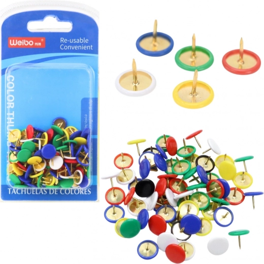 Satz bunter Stecknadeln mit flachem Kopf 90 Stk.