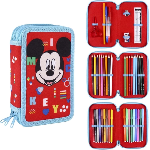 Ausgestattetes dreistöckiges Federmäppchen Mickey