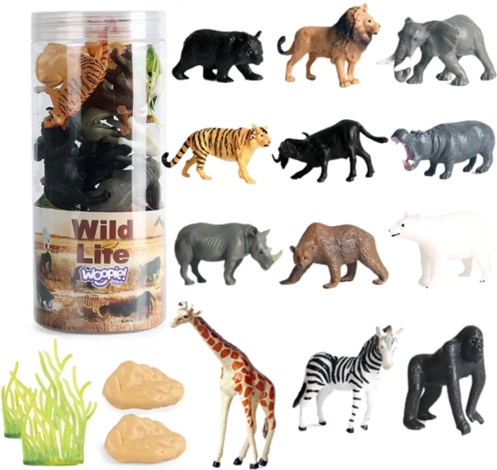 WOOPIE Wildtierfiguren in einer Tube – 16-teiliges Set