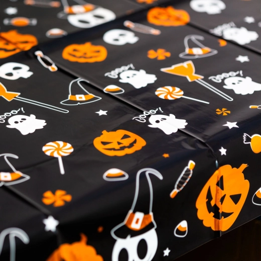 Halloween-Tischdecke mit Aluminiumeffekt 137 × 183 cm