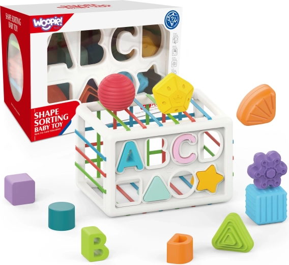 WOOPIE elastischer Sensorik-Würfel – Formen- und Buchstaben-Sortierer, 15 Teile