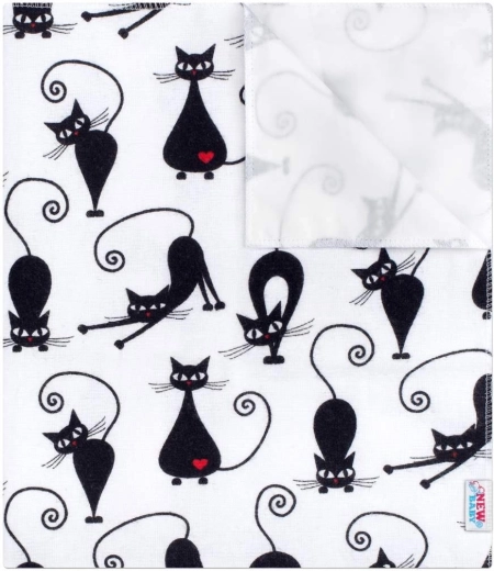 New Baby wasserdichte Flanell-Unterlage weiß mit schwarzer Katze