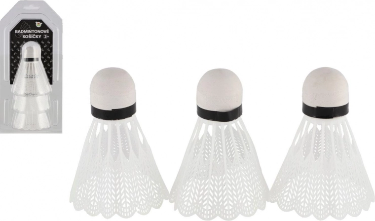 Badmintonbälle weiß 3 Stk. Kunststoff