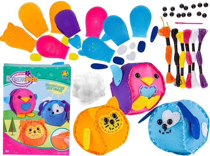 Kreativ-Set zum Nähen aus Filz – Haustiere (3 Kuscheltiere)