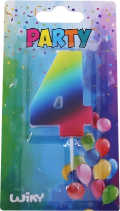 Party-Kerze Zahl 4, regenbogen