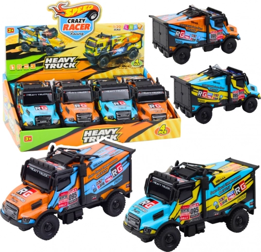 Geländewagen mit Antrieb, Lichtern und Klängen orange blau