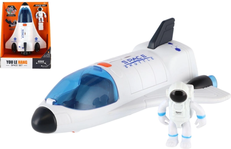 Space Shuttle mit Astronaut – interaktives Weltraumspielzeug mit Licht und Sound, 20 cm