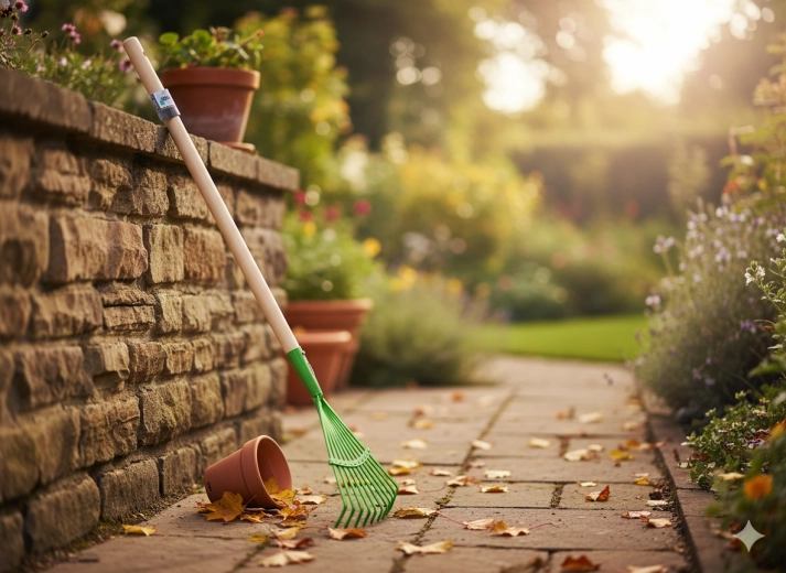 Breiter Fächerkopf für schnelles Zusammenrechen