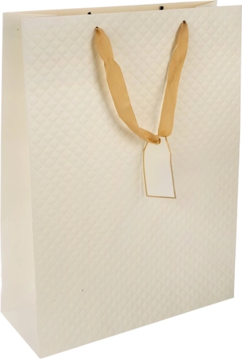 Geschenk-Papiertasche Quilt beige 30 × 12 × 41,5 cm