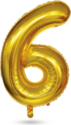 Folienballon mit der Zahl 6 zum Geburtstag – Gold
