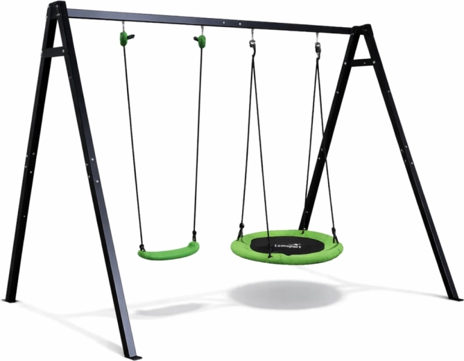 Gartenschaukel 2-in-1 mit Gestell, Nest und Sitz, Schwarz, 260 × 210 × 173 cm