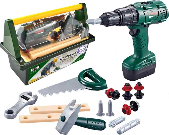 Großes Werkzeugset für Kinder Woopie mit Bohrmaschine, 15 Elemente