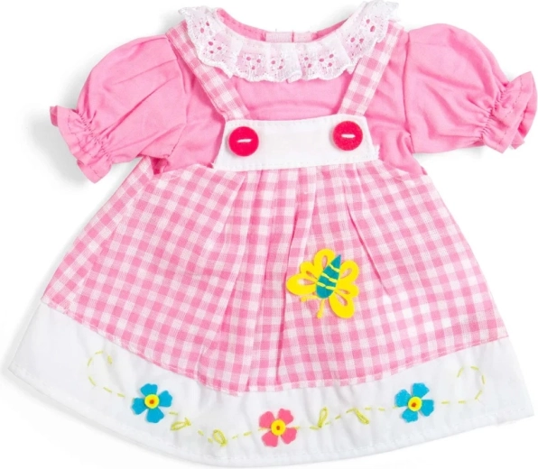 Bigjigs Toys rosa karierte Latzkleidchen für Puppen 34 cm