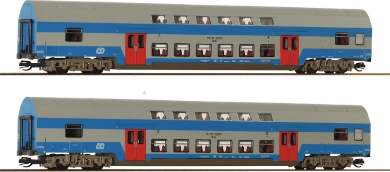 Roco 2-teiliges Set doppelstöckiger Personenwagen Bmto ČD TT (1:120)