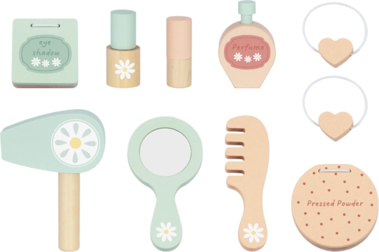 Umfangreiches Set aus hölzernem Kosmetikzubehör