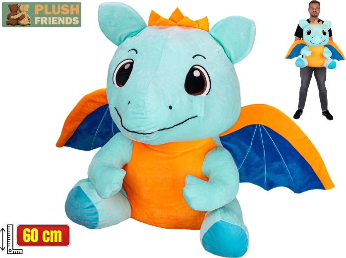 Plush Friends hellblauer Plüschdrache 60 cm (sitzend)