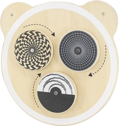 Holz-Wandtafel mit rotierenden Punkten