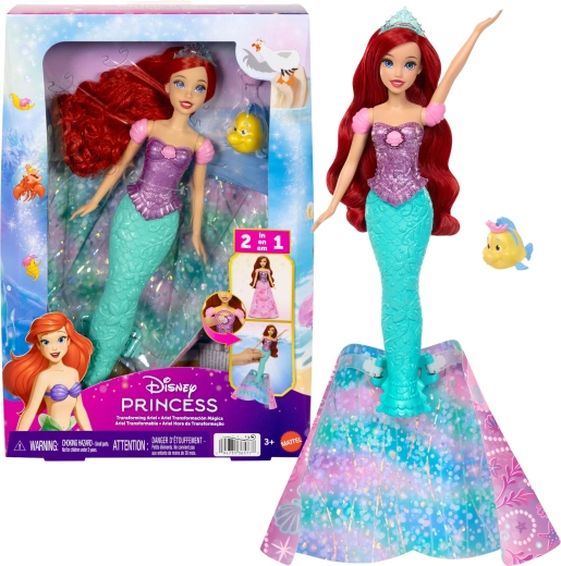 Disney Princess Puppe Ariel 2-in-1 – Prinzessin und Meerjungfrau mit Zubehör