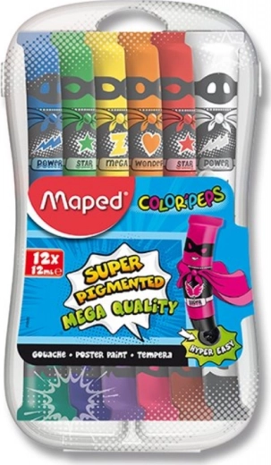 Tempera-Farben in Tuben 12×12 ml in Kunststoffbox MAPED