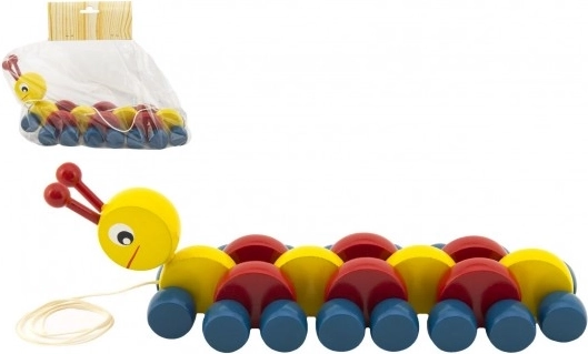 Bunte Holzziehraupe 27 cm