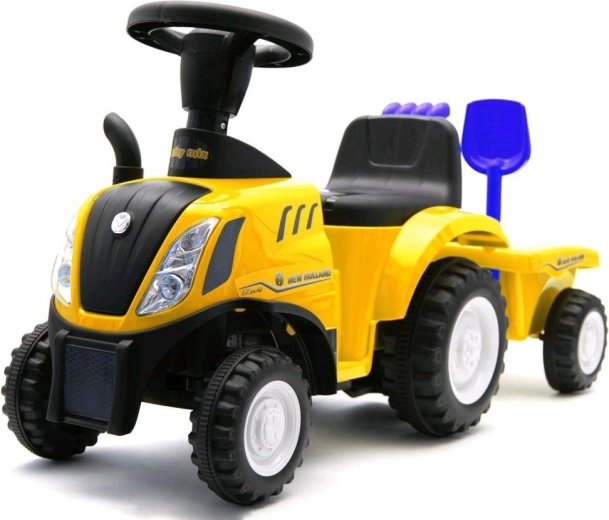 Laufrad-Traktor für Kinder mit Anhänger und Werkzeug New Holland – gelb