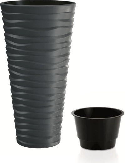 Blumentopf Sand Slim mit Einsatz anthrazit