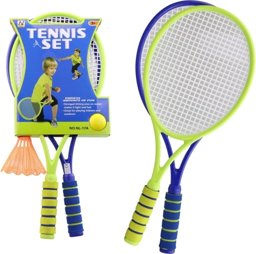 Kinder-Set aus Schlägern mit Ball und Badminton-Federball 56,5 cm - 1 Stück