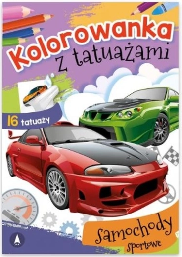 MotoTattoo Malbuch mit abwaschbaren Tattoos – Sportwagen