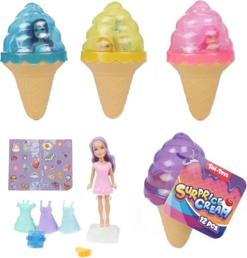 Minipuppe im Eisbecher mit Zubehör 12 cm – 1 Stück