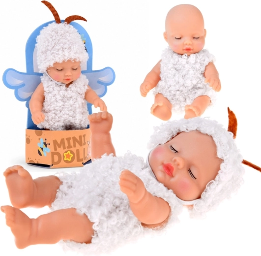 Mini-Babypuppe Schäfchen 11 cm mit beweglichen Gliedmaßen
