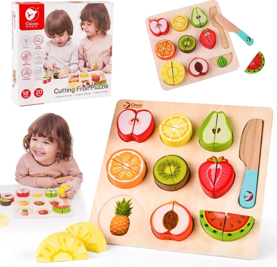 Montessori-Holzset zum Schneiden von Obst Classic World, 20 Teile