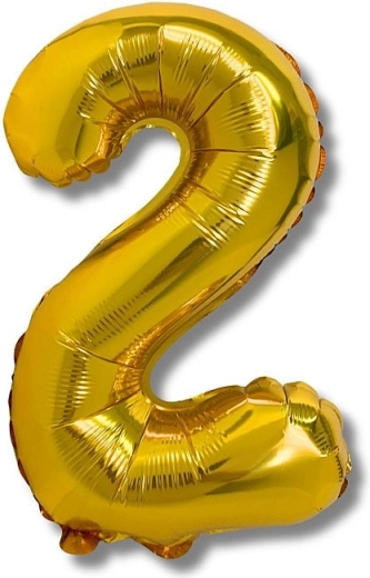Folienballon Zahl 2, 40 cm, gold