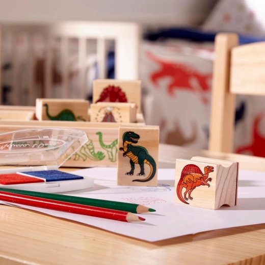 8 Holzstempel mit Dinosauriern