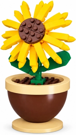 Auffällige Sonnenblume im Blumentopf