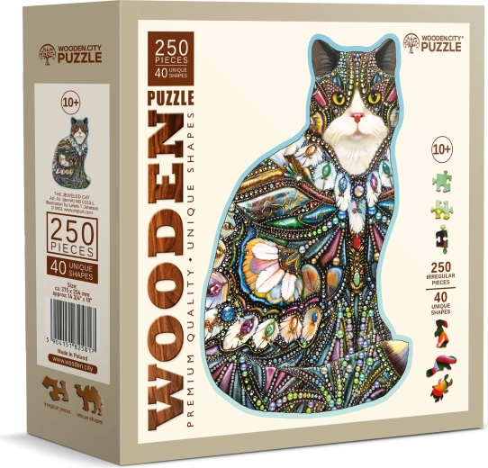 Holzpuzzle Geschmückte Katze 250 Teile WOODEN CITY