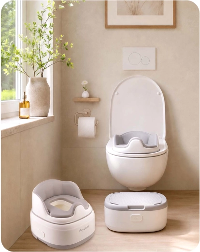 3 in 1: Töpfchen, WC-Sitzverkleinerer und Tritthocker