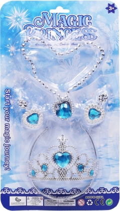 Kinderschmuck-Set mit Krone, Halskette und Ohrringen