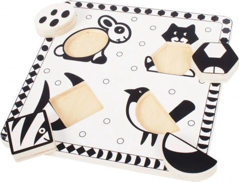 Bigjigs Toys Holz-Steckpuzzle Schwarz-Weiß Formen