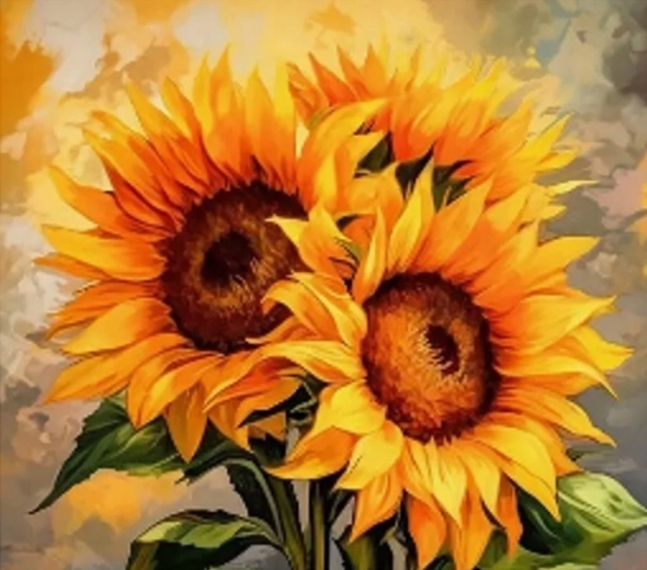 Norimpex Malen nach Zahlen Drei Sonnenblumen 40 × 50 cm