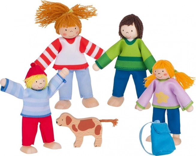 Goki Familien-Camping – biegsame Holzfiguren für das Puppenhaus